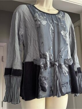 Vintage Spencer Alexis Gray Burnout Velvet Art Wear Boho Whimsigoth Rayon Top 6